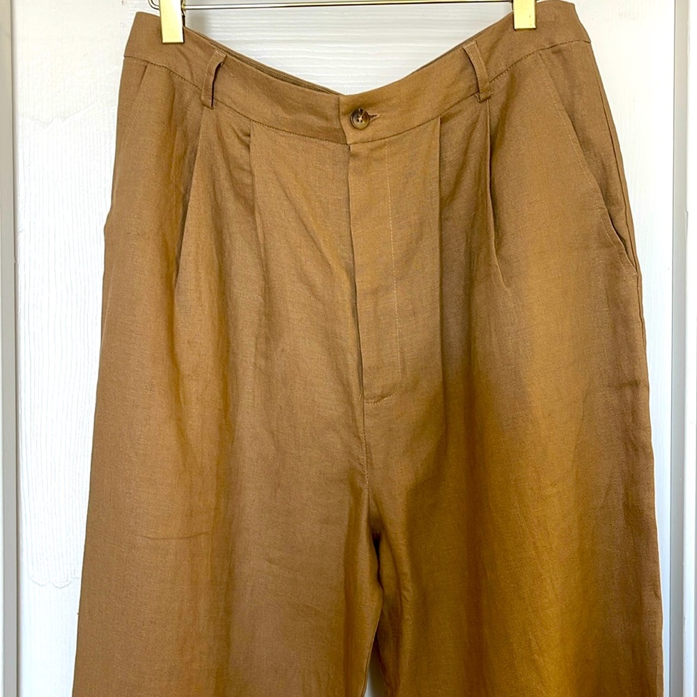Reformation Khaki Linen Pant Size 10